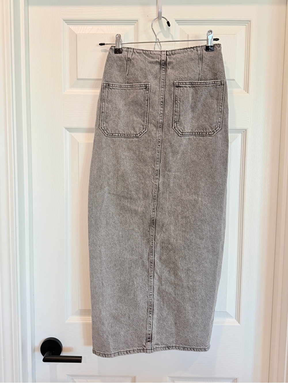 ⭐ ZARA Denim Crossover Midi Skirt in Dark Gray Z1975 XS - Picture 4 of 16